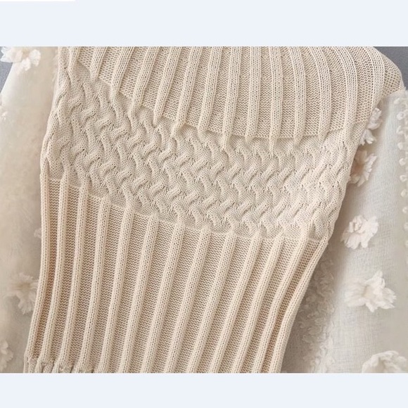 Combination Knit Cropped Sweater - Picture 3 of 12